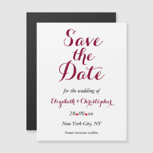 Simple Elegant Burgundy Wedding Save the Date Magnetic Invitation