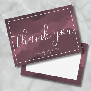 Simple Elegant Burgundy Wedding Thank You Card