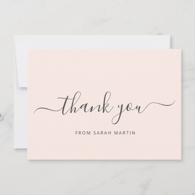 Simple Elegant Business Blush Pink Thank You Card (Front)