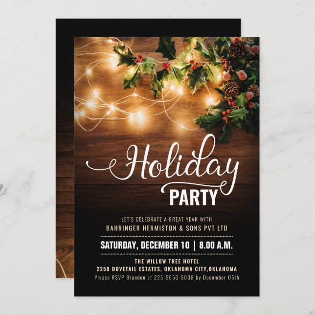 Simple Elegant Business Christmas Holiday Party Invitation (Front/Back)