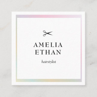 Simple elegant business light beauty salon square business card