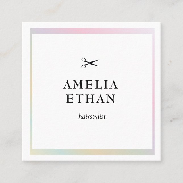 Simple elegant business light beauty salon square business card (Front)