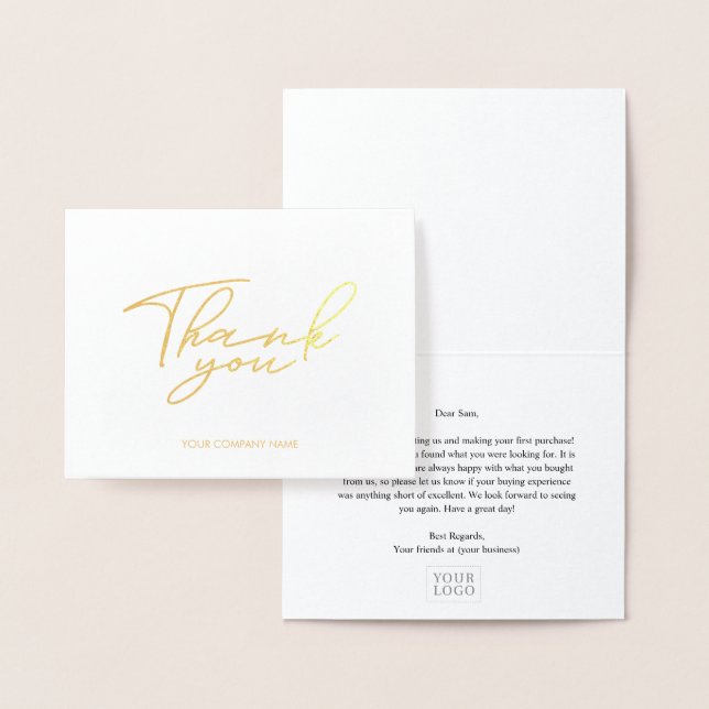 Simple Elegant Business Thank you Gold Foil Card (Display)