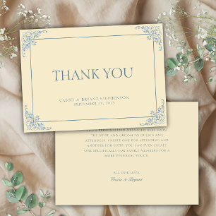 Simple Elegant Butter Yellow Regency Era Wedding Thank You Card