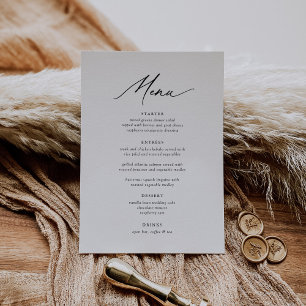 Simple Elegant Calligraphy 5 x 7 Wedding Menu