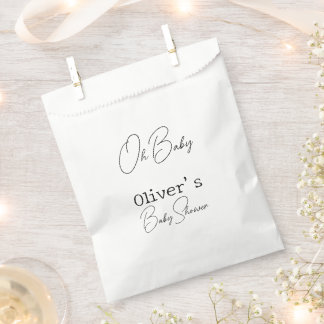 Simple Elegant Calligraphy Baby Shower Favour Bag