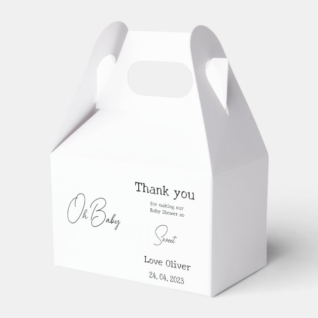 Simple Elegant Calligraphy Baby Shower Favour Box (Front Side)
