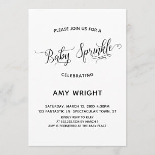 Simple, Elegant Calligraphy Baby Sprinkle Invitation