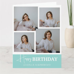 Simple Elegant Calligraphy Birthday Stylish Photo Card
