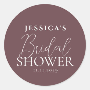 Simple Elegant Calligraphy Bridal Shower Classic Round Sticker