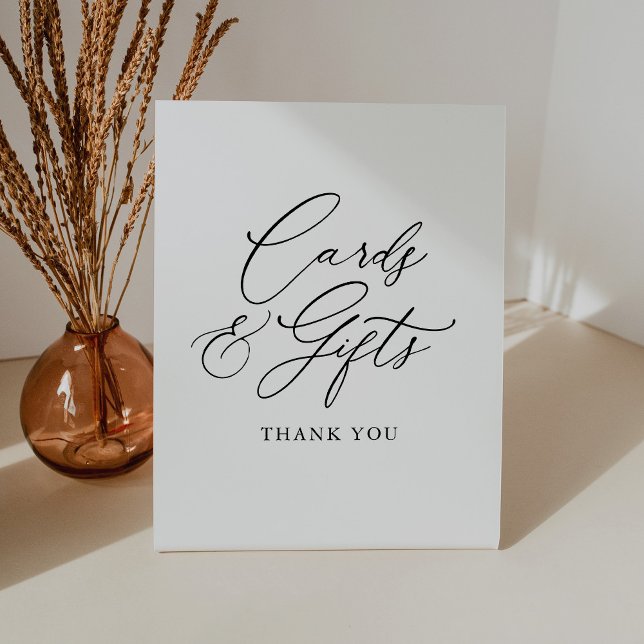 Simple Elegant Calligraphy Cards and Gifts Pedestal Sign (Creator Uploaded)