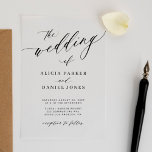 Simple elegant calligraphy clear wedding  acrylic invitations<br><div class="desc">Minimalist romantic classy calligraphy script simple transparent acrylic wedding invitation.</div>