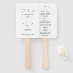 Simple Elegant Calligraphy Modern Wedding Program Hand Fan