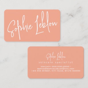 Simple Elegant Calligraphy Peach Colour Business Card