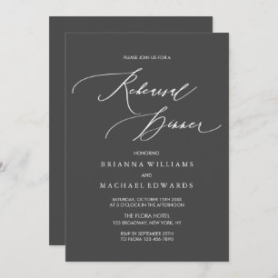 Simple Elegant Calligraphy Rehearsal Dinner Invitation