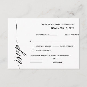 Simple Elegant Calligraphy RSVP Response card v3