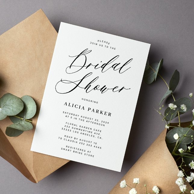Simple elegant calligraphy script bridal shower invitation (Creator Uploaded)