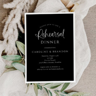Simple Elegant Calligraphy Script Rehearsal Dinner Invitation