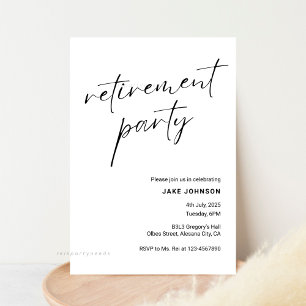Simple Elegant Calligraphy Script Retirement Party Invitation