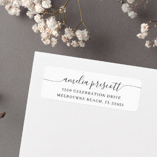 Simple Elegant Calligraphy Script Return Address Return Address Label