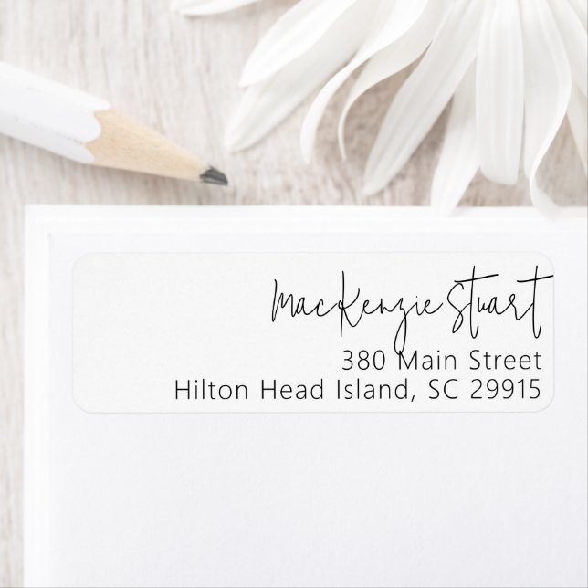 Simple Elegant Calligraphy Script Return Address Return Address Label (Insitu)