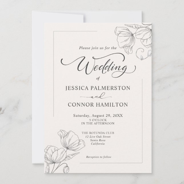 Simple Elegant Calligraphy Script Wedding Invitation (Front)