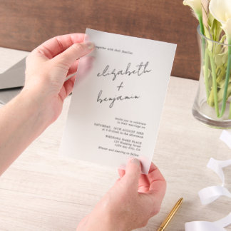 Simple Elegant Calligraphy Script Wedding Vellum Invitations