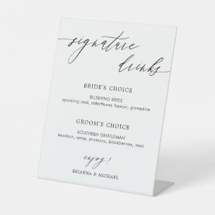 Simple Elegant Calligraphy Signature Drinks Pedestal Sign