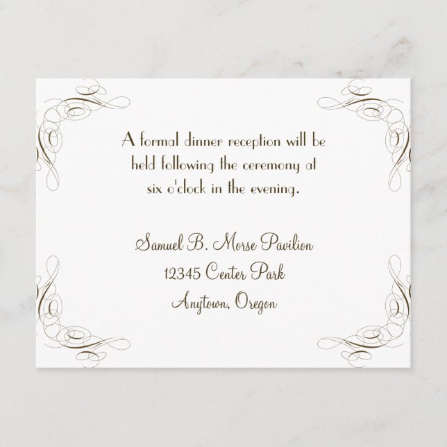 Simple Elegant Calligraphy Swirl Formal Reception Enclosure Card (Front)