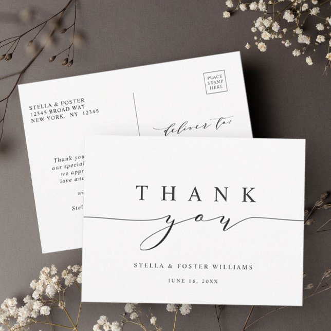 Simple & Elegant Calligraphy Thank You Postcard (Creator Uploaded)