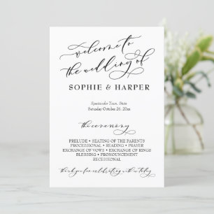 Simple Elegant Calligraphy Typography Black White Program