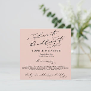 Simple Elegant Calligraphy Typography Blush Pink Program
