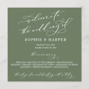 Simple Elegant Calligraphy Typography Olive Green Program