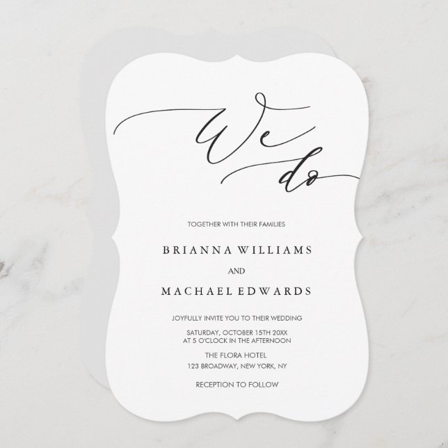 Simple Elegant Calligraphy We Do Wedding Invitation (Front/Back)