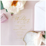 Simple Elegant Calligraphy Wedding Acrylic Invitations<br><div class="desc">Enhance your wedding experience with our modern gold calligraphy wedding suite, designed for sophistication and glamour. Customise it easily in just a few clicks to create a celebration that reflects your unique style. If you have any questions, need assistance, or want to adjust any details, please feel free to reach...</div>
