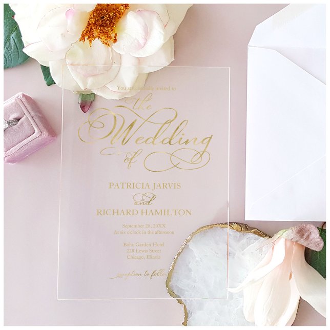 Simple Elegant Calligraphy Wedding Acrylic Invitations (Creator Uploaded)