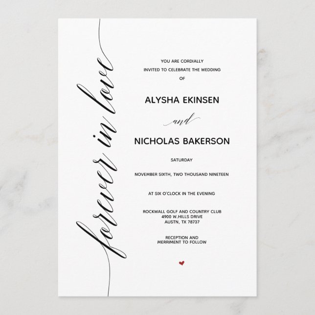 Simple Elegant Calligraphy Wedding Invitation Card (Front)