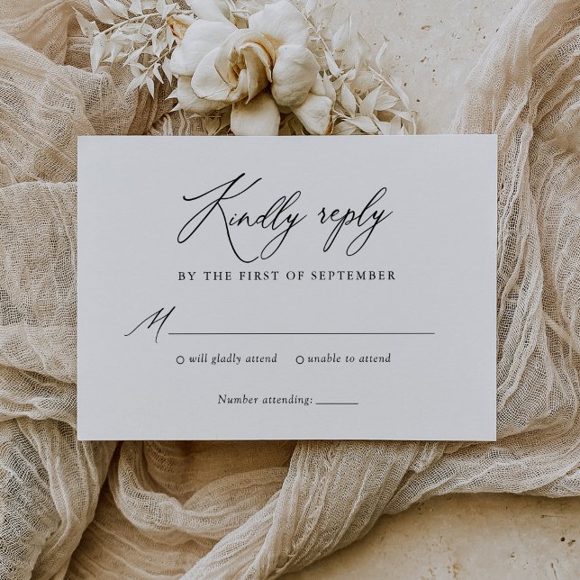 Simple Elegant Calligraphy Wedding RSVP Card (Creator Uploaded)