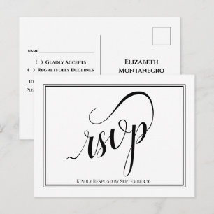 Simple Elegant Calligraphy Wedding RSVP Postcard