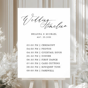 Simple Elegant Calligraphy Wedding Timeline Sign