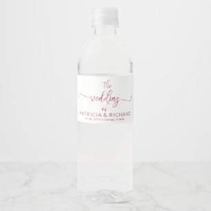 Simple Elegant Calligraphy Wedding Water Bottle Label