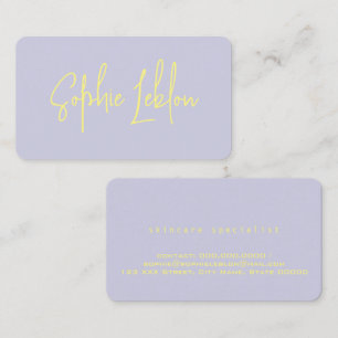 Simple Elegant Calligraphy yellow on blue Business Card