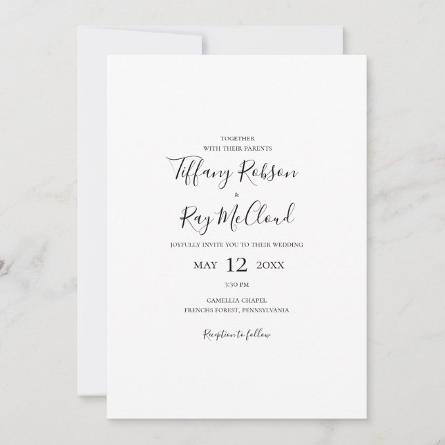 Simple Elegant Casual Wedding Invitation  (Front)