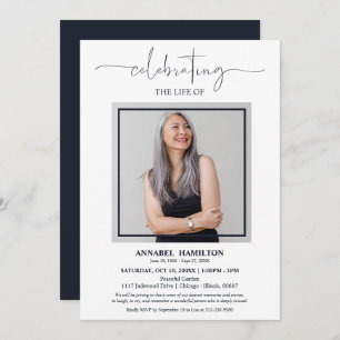 Simple Elegant Celebration of Life Funeral Photo I Invitation