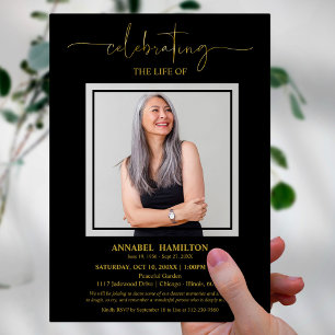 Simple Elegant Celebration of Life Funeral Photo Invitation