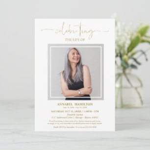 Simple Elegant Celebration of Life Funeral Photo Invitation
