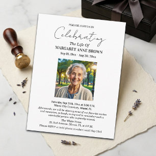 Simple Elegant Celebration Of Life Photo  Postcard