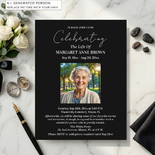 Simple Elegant Celebration Of Life Photo Postcard