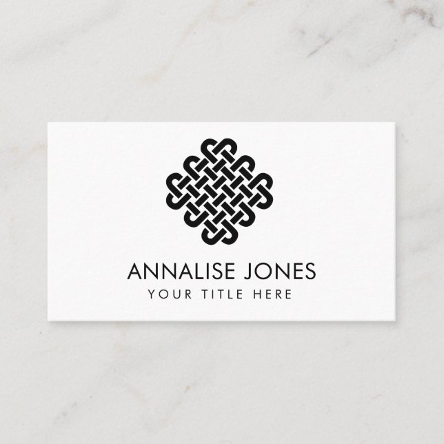 Simple Elegant Celtic Knot Ornament Business Card (Front)