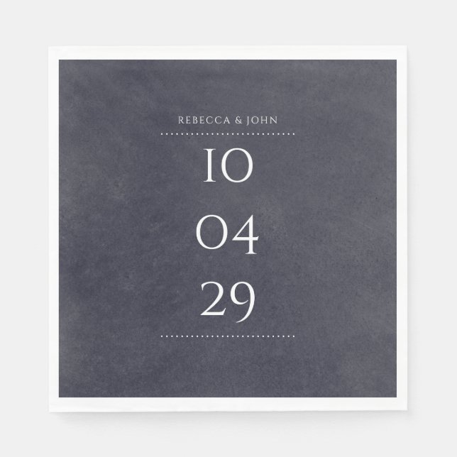 Simple Elegant Chalkboard Special Date Wedding Napkin (Front)